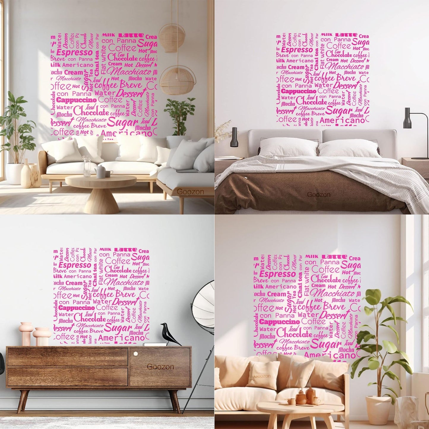 Mural And Wall Vinyl Decal Quote Words Coffee Dessert Tea Lettering Pattern Self Adhesive