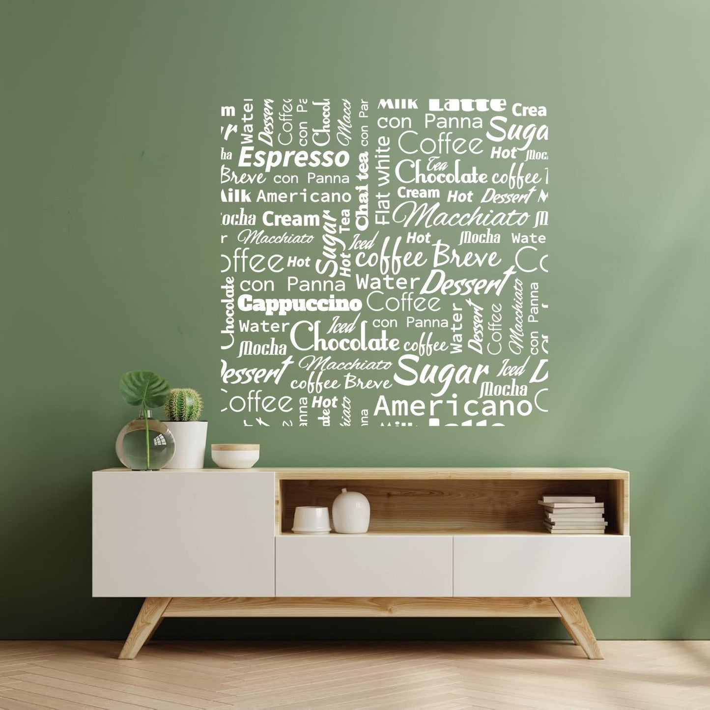 Mural And Wall Vinyl Decal Quote Words Coffee Dessert Tea Lettering Pattern Self Adhesive