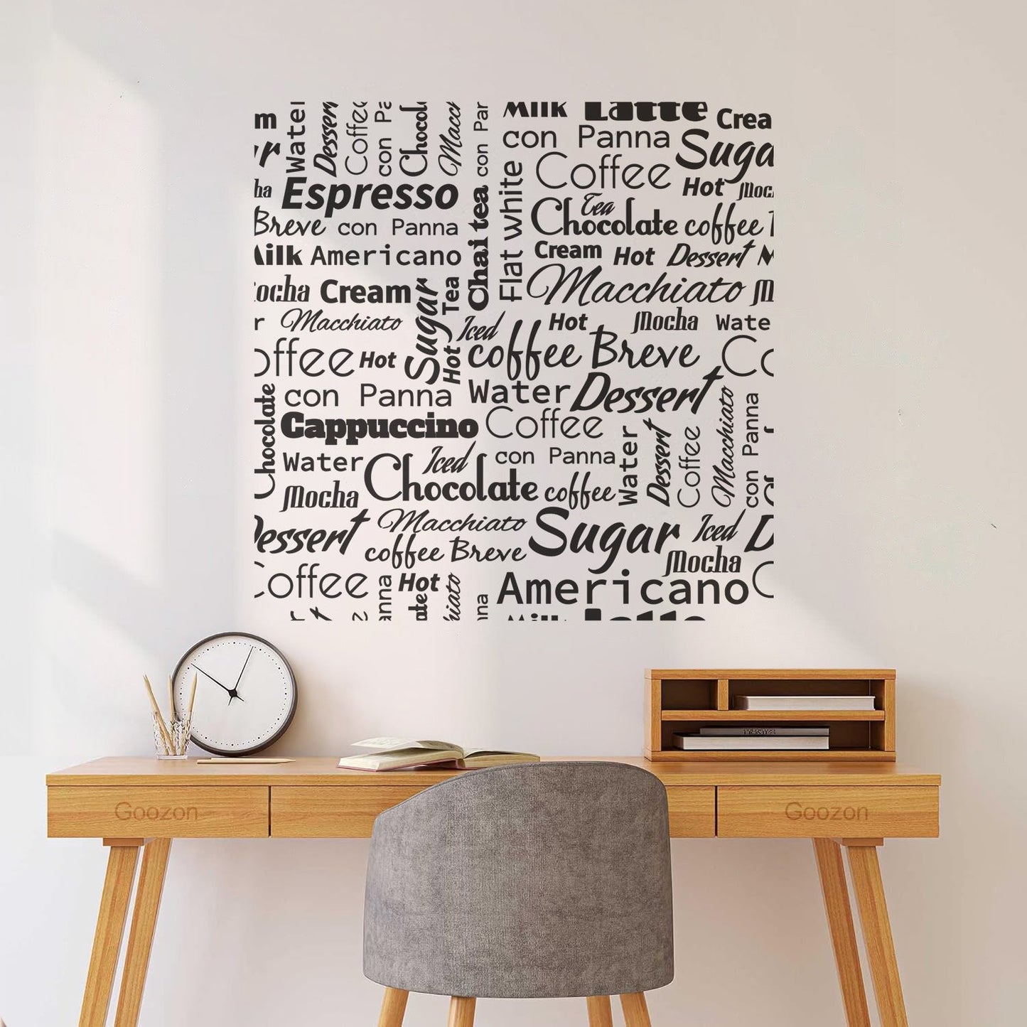 Mural And Wall Vinyl Decal Quote Words Coffee Dessert Tea Lettering Pattern Self Adhesive