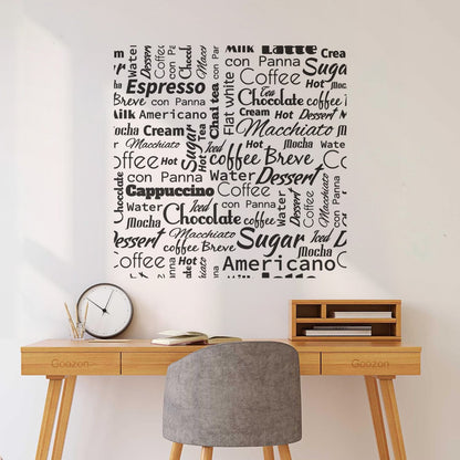 Mural And Wall Vinyl Decal Quote Words Coffee Dessert Tea Lettering Pattern Self Adhesive