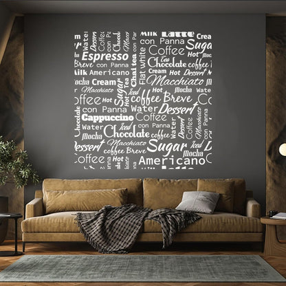 Mural And Wall Vinyl Decal Quote Words Coffee Dessert Tea Lettering Pattern Self Adhesive