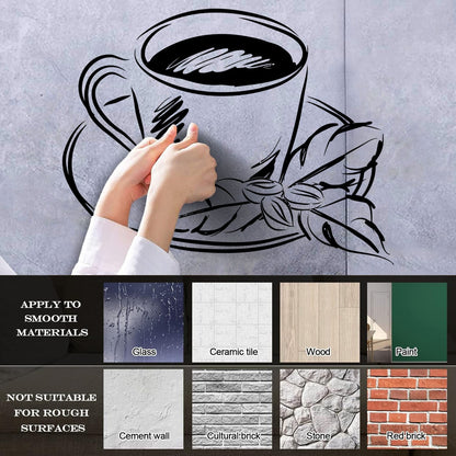 Tea Cup Coffee Cup Cute Cafe Kitchen Wall Stickers Paster Paper Do Not Damage The Wall Surface