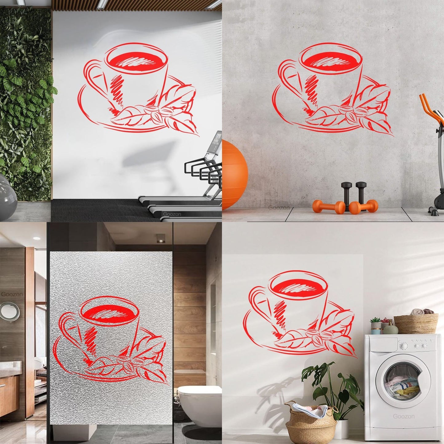 Tea Cup Coffee Cup Cute Cafe Kitchen Wall Stickers Paster Paper Do Not Damage The Wall Surface