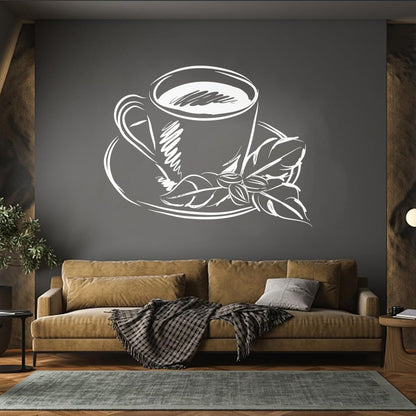 Tea Cup Coffee Cup Cute Cafe Kitchen Wall Stickers Paster Paper Do Not Damage The Wall Surface