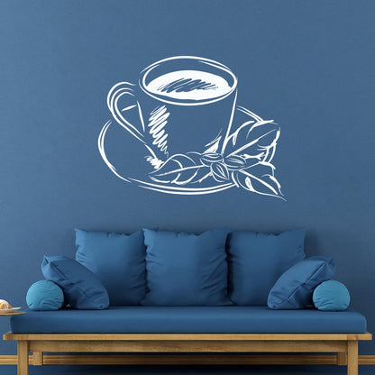 Tea Cup Coffee Cup Cute Cafe Kitchen Wall Stickers Paster Paper Do Not Damage The Wall Surface