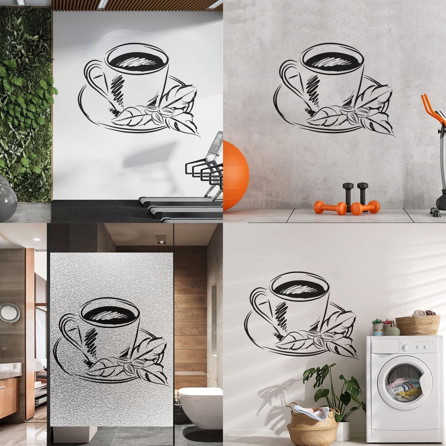 Tea Cup Coffee Cup Cute Cafe Kitchen Wall Stickers Paster Paper Do Not Damage The Wall Surface