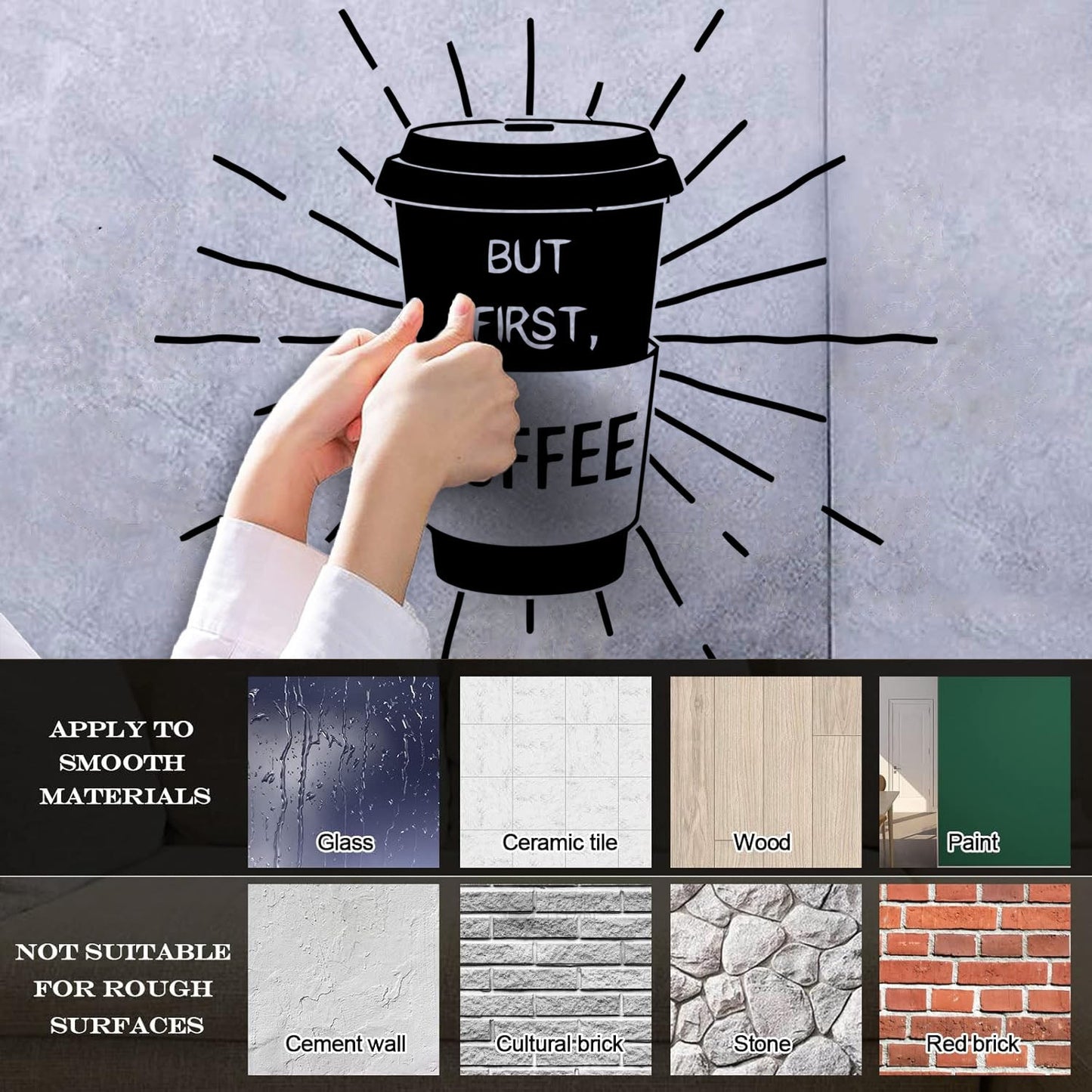 Fine Carving Stickers Words Quotes But First Coffee Restaurant Cafe Equipped With Transfer Film Kit