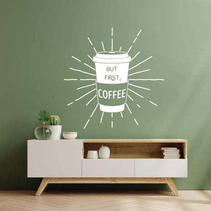 Fine Carving Stickers Words Quotes But First Coffee Restaurant Cafe Equipped With Transfer Film Kit