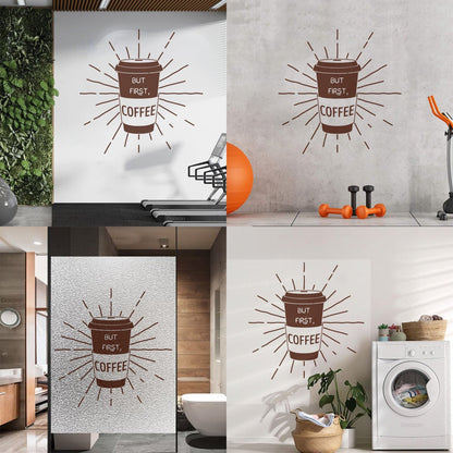 Fine Carving Stickers Words Quotes But First Coffee Restaurant Cafe Equipped With Transfer Film Kit