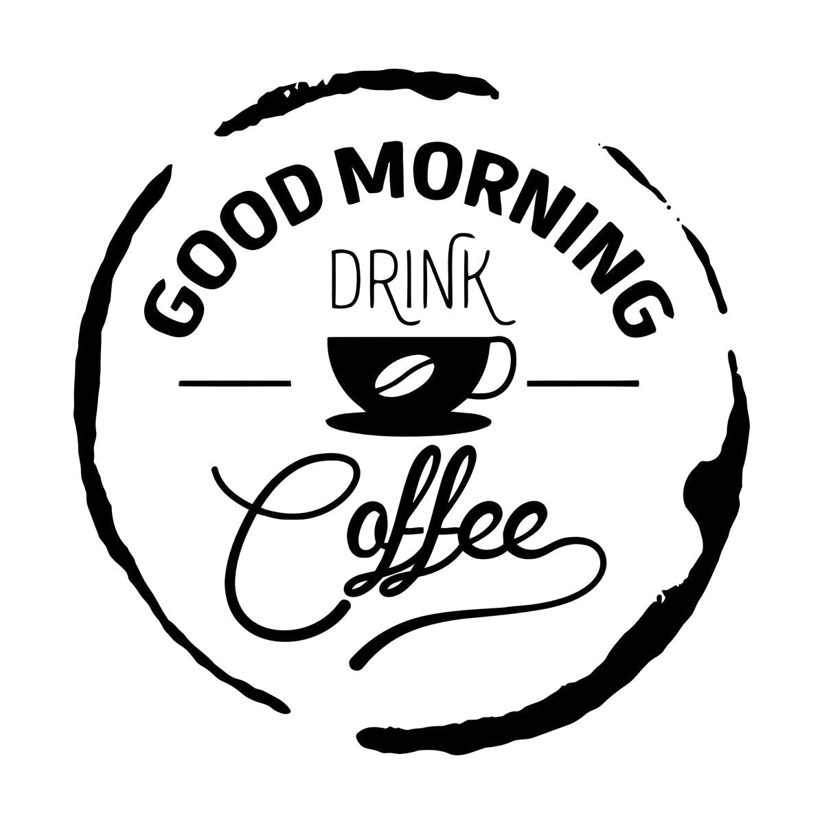 Wall Stickers Words Quotes Good Morning Drink Coffee Easy Installation