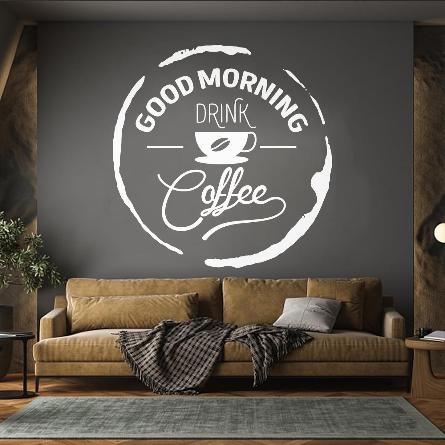 Wall Stickers Words Quotes Good Morning Drink Coffee Easy Installation
