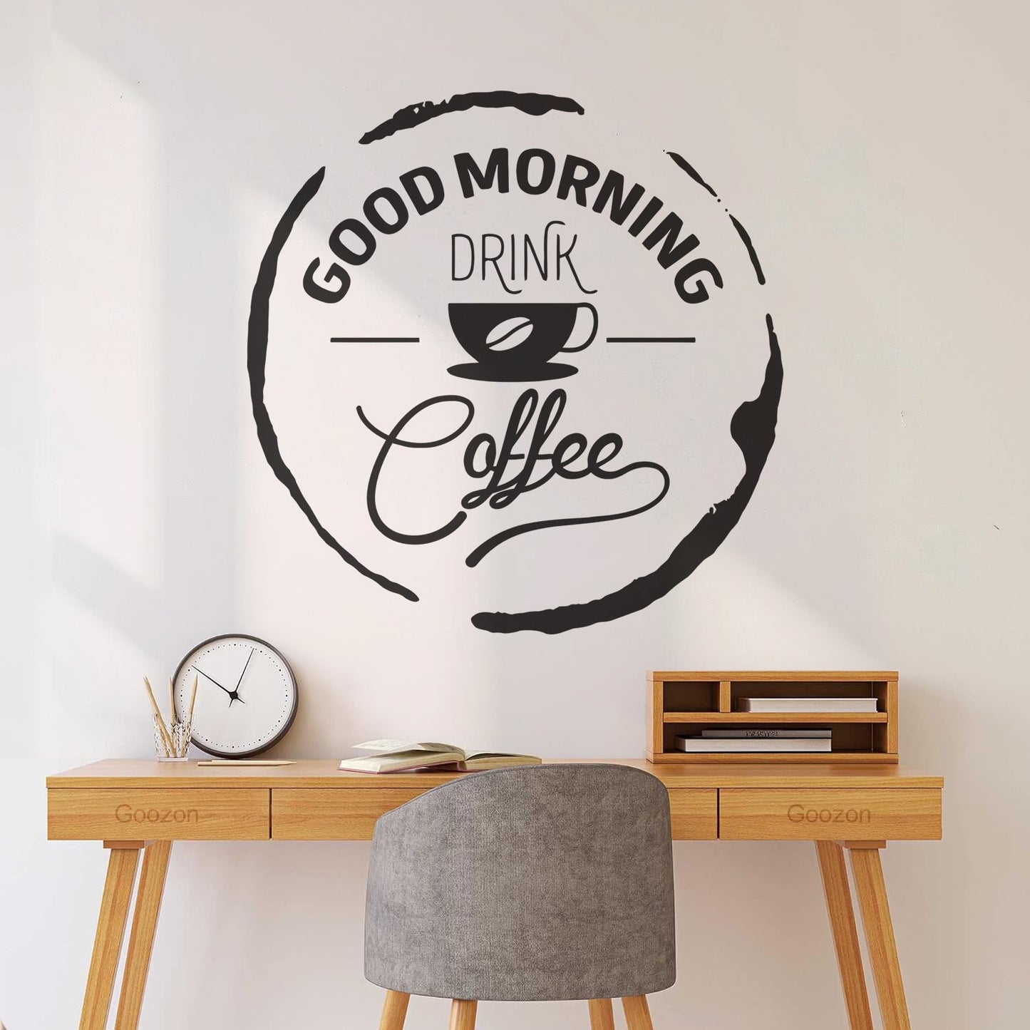Wall Stickers Words Quotes Good Morning Drink Coffee Easy Installation