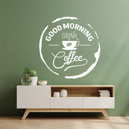 Wall Stickers Words Quotes Good Morning Drink Coffee Easy Installation
