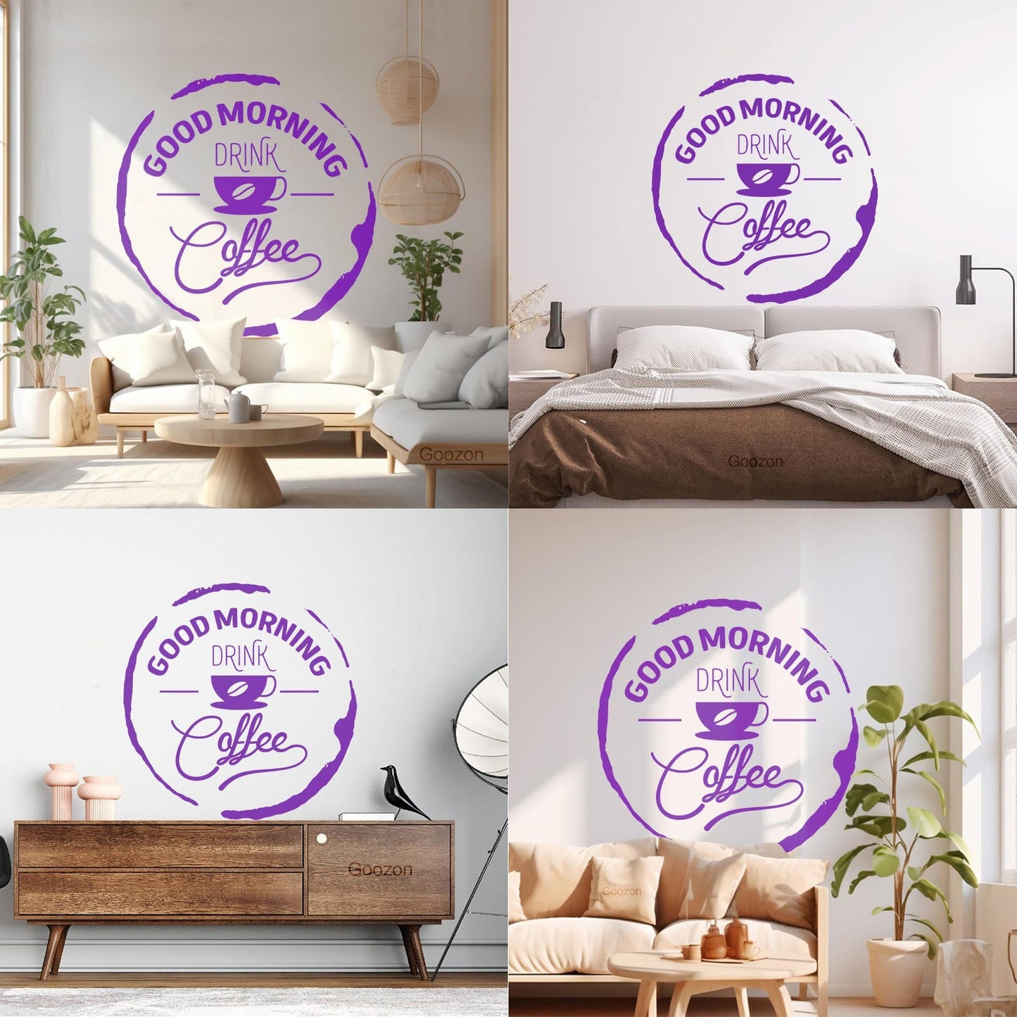 Wall Stickers Words Quotes Good Morning Drink Coffee Easy Installation
