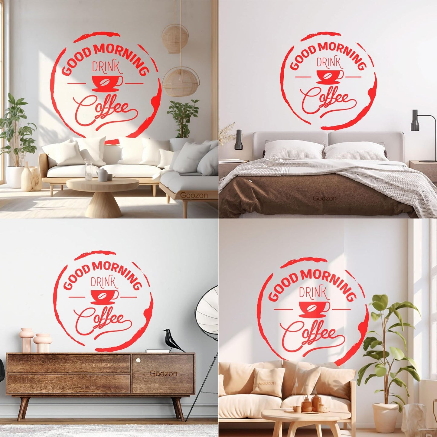 Wall Stickers Words Quotes Good Morning Drink Coffee Easy Installation