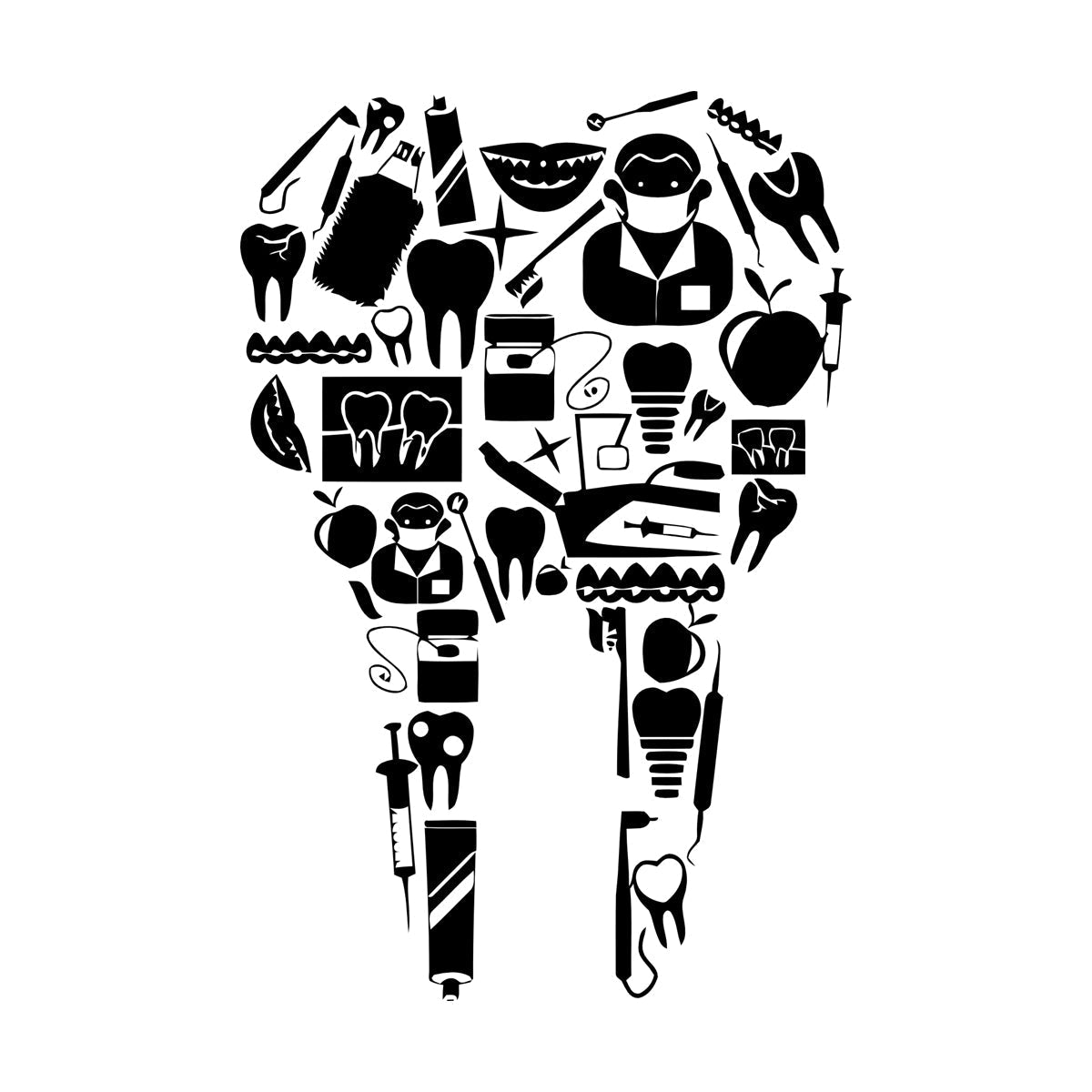 Vinyl Art Sticker Tooth Dentist Tools Dentistry Dental Clinic Multiple Size Options