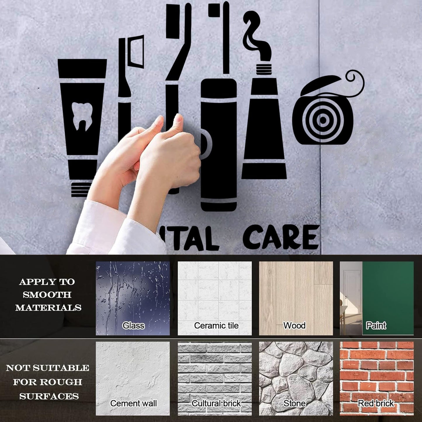 Engraving Stickers Dental Care Clinic Dentist Toothbrush Floss Waterproof