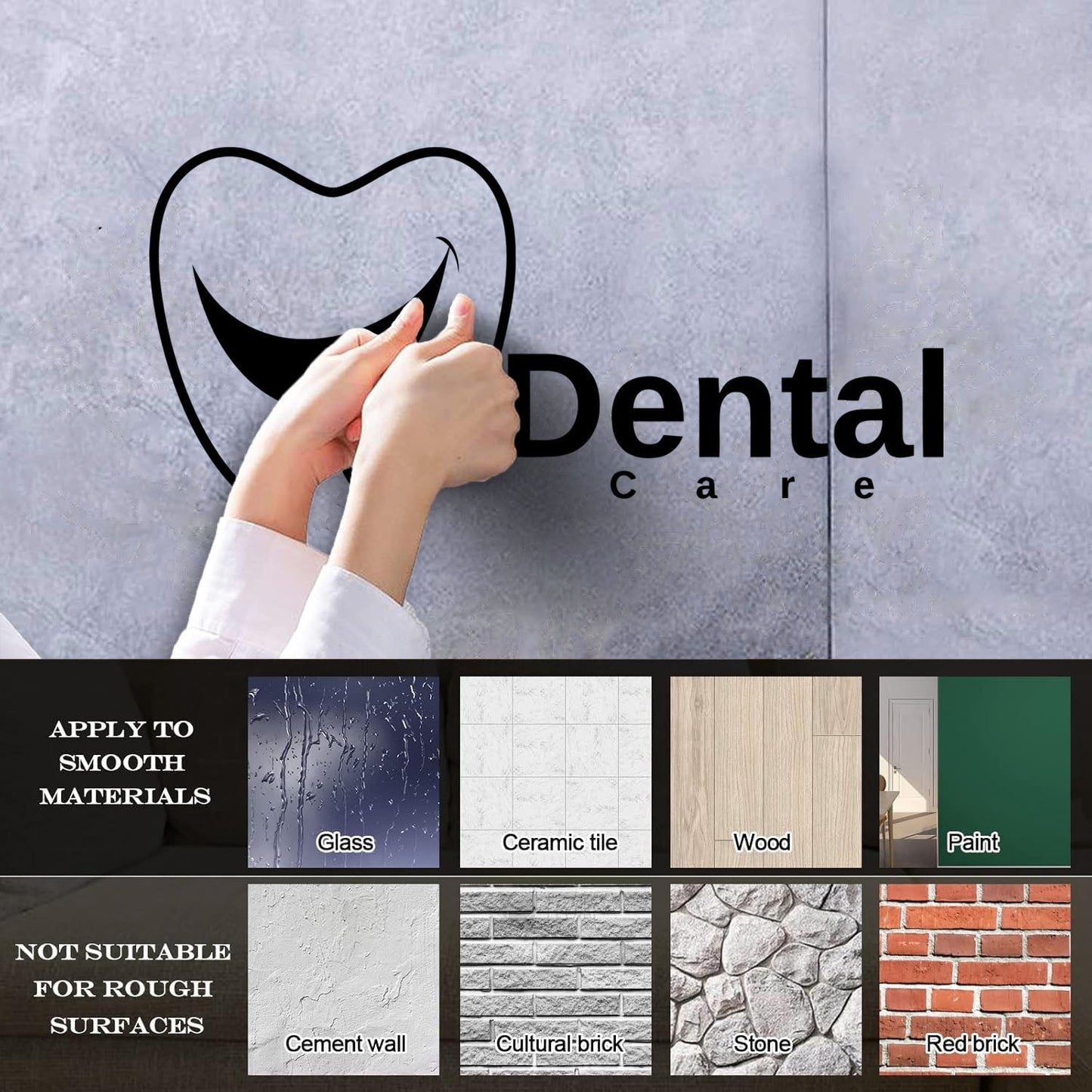 Lettering Stickers Creative Dental Care Center Dentist Tooth Smilingl Can Modify And Add Information