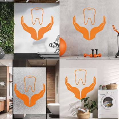 Tooth Icon Dentistry Childrens Dental Clinicg Engraving Decals Wall Beautification