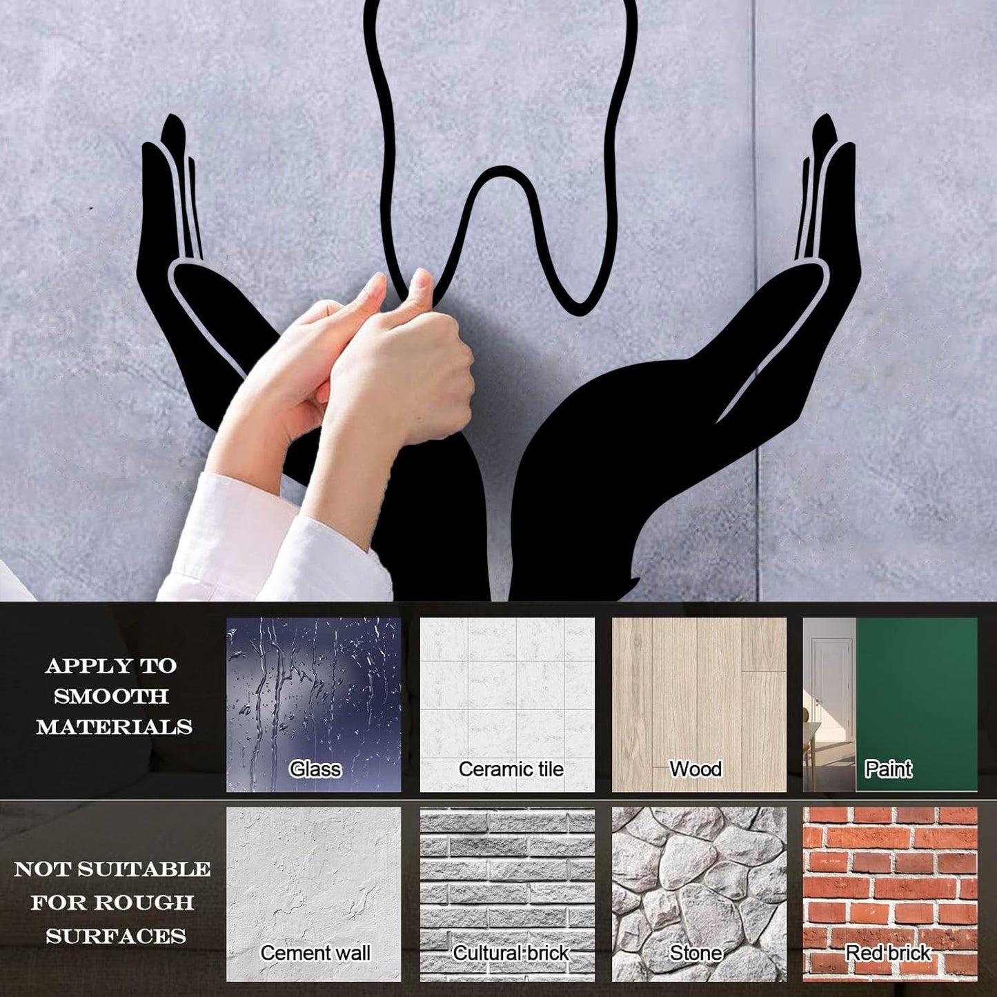 Tooth Icon Dentistry Childrens Dental Clinicg Engraving Decals Wall Beautification