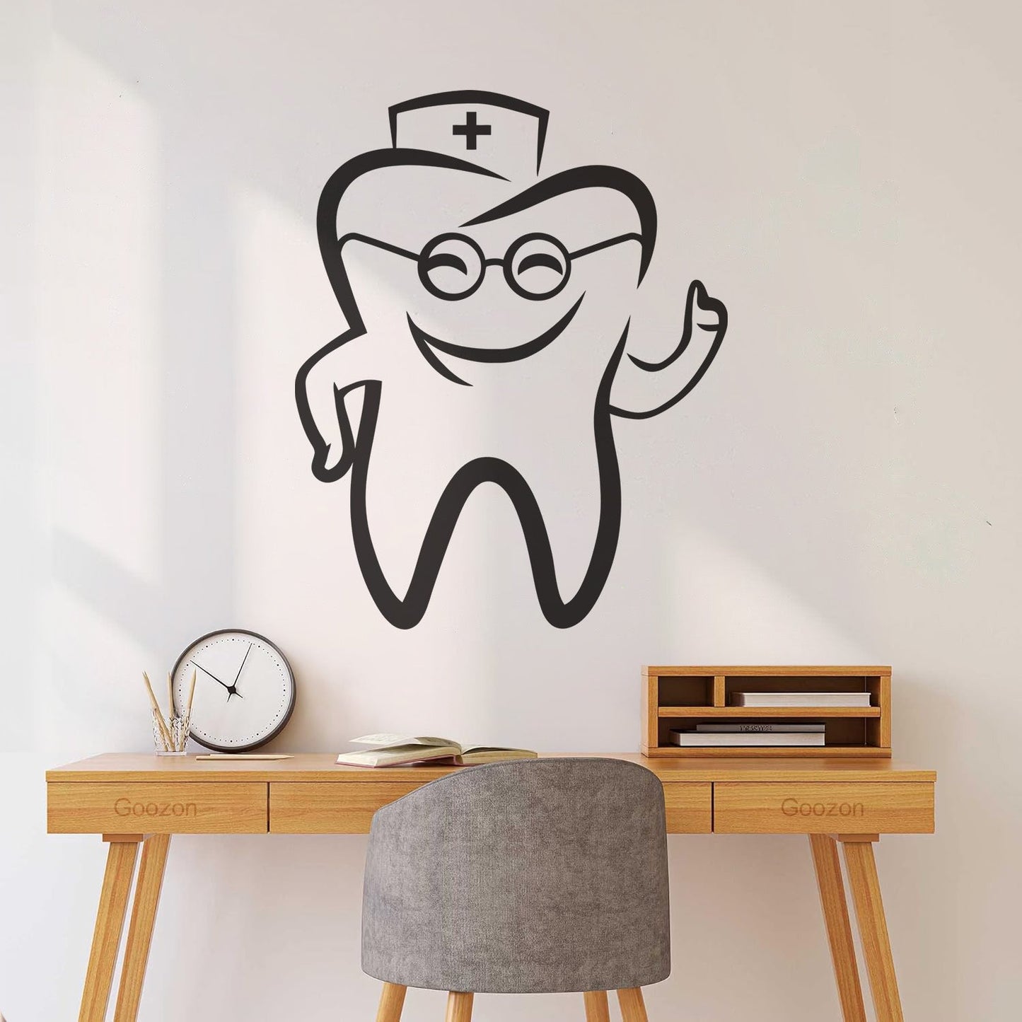 Wall Stickers Paster Paper Tooth With Glasses Dentist Childrens Dental Clinicg Window Decals
