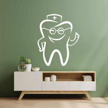 Wall Stickers Paster Paper Tooth With Glasses Dentist Childrens Dental Clinicg Window Decals