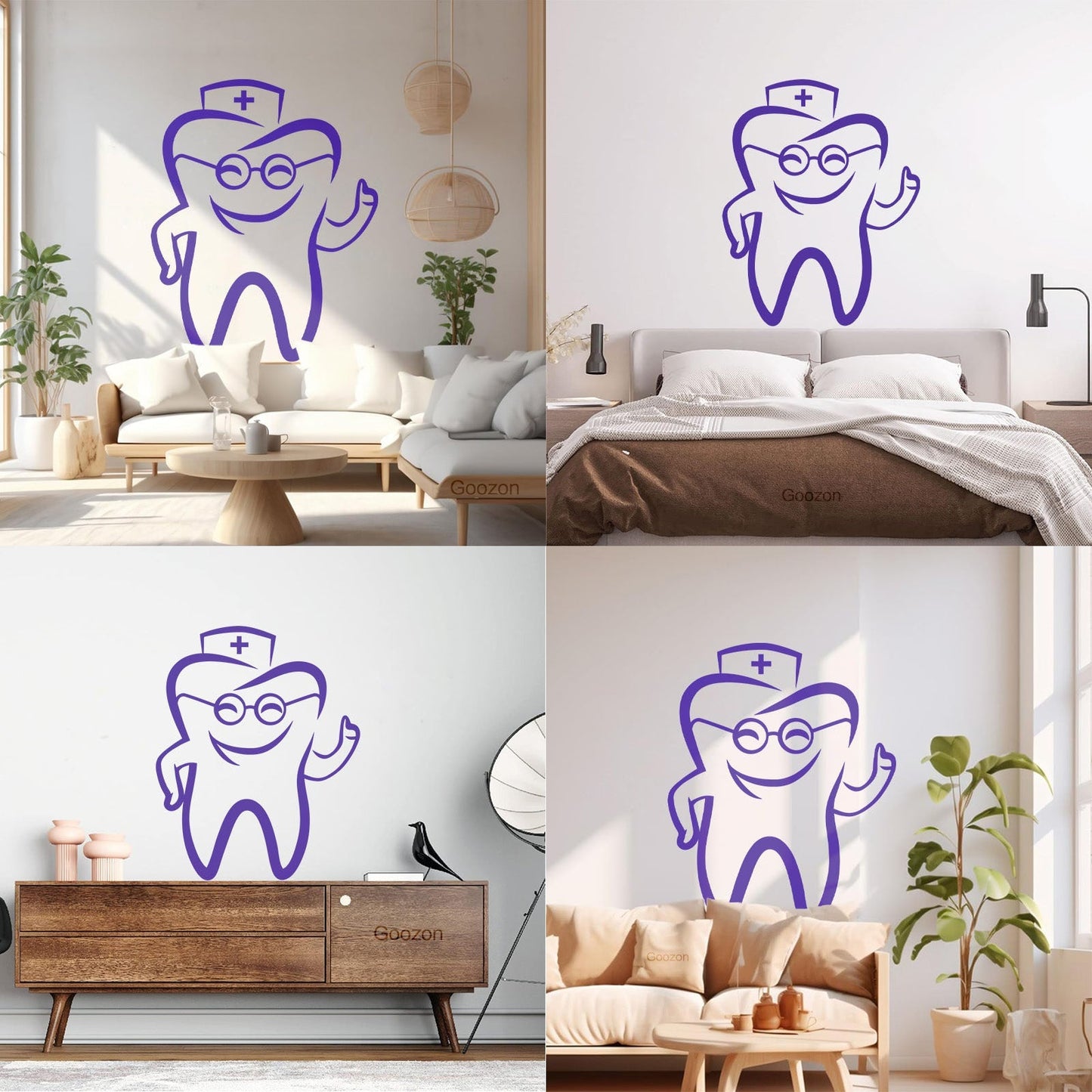 Wall Stickers Paster Paper Tooth With Glasses Dentist Childrens Dental Clinicg Window Decals