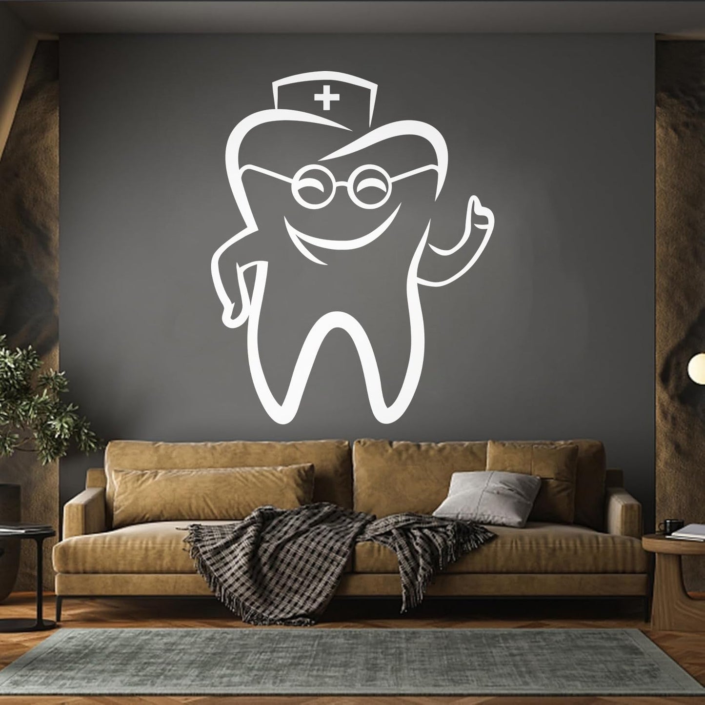 Wall Stickers Paster Paper Tooth With Glasses Dentist Childrens Dental Clinicg Window Decals