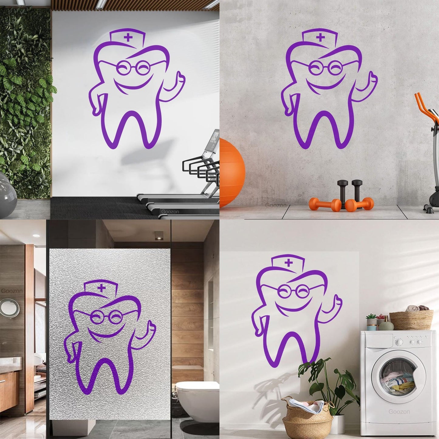 Wall Stickers Paster Paper Tooth With Glasses Dentist Childrens Dental Clinicg Window Decals