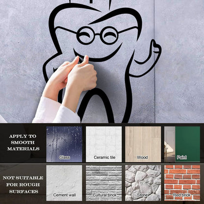 Wall Stickers Paster Paper Tooth With Glasses Dentist Childrens Dental Clinicg Window Decals