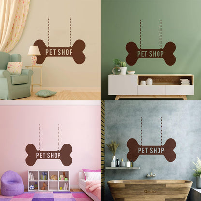 Vinyl Wall Stickers Pet Shop Dog Bone Waterproof