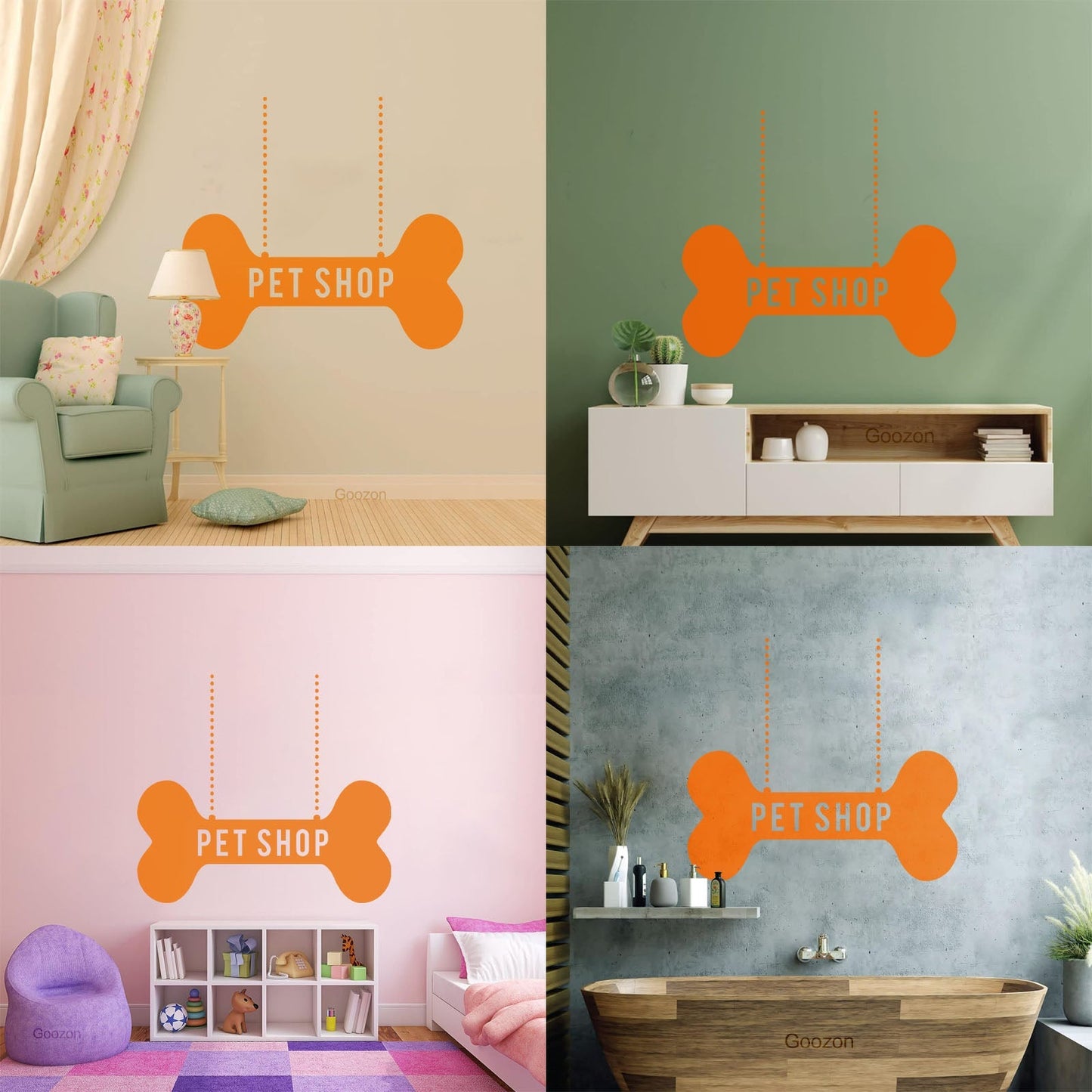 Vinyl Wall Stickers Pet Shop Dog Bone Waterproof