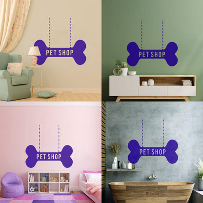 Vinyl Wall Stickers Pet Shop Dog Bone Waterproof