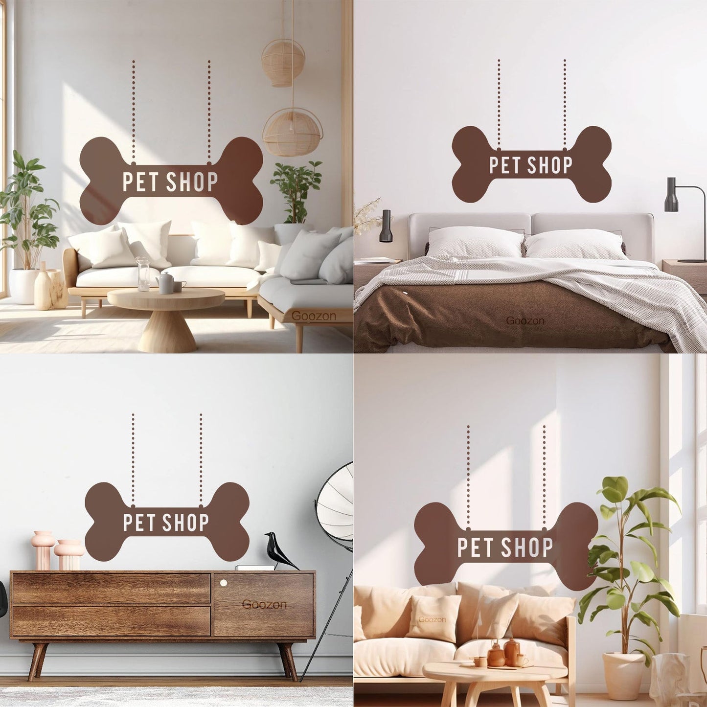 Vinyl Wall Stickers Pet Shop Dog Bone Waterproof