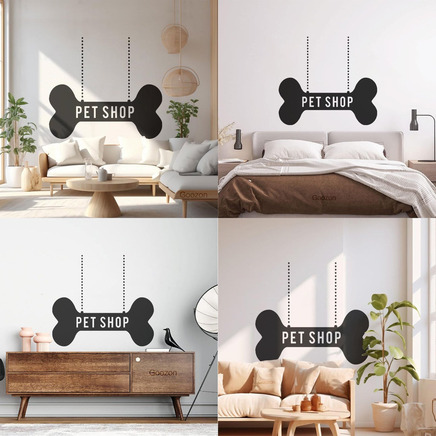 Vinyl Wall Stickers Pet Shop Dog Bone Waterproof