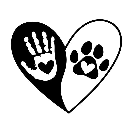 Pets Shop Man And Dog Paw Print Heart Symbol Mural And Wall Vinyl Decal Art Decoration