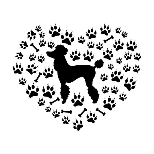 Wall Stickers Paster Paper Poodle Dog Paw Prints Patterns Heart Symbol Wall Beautification