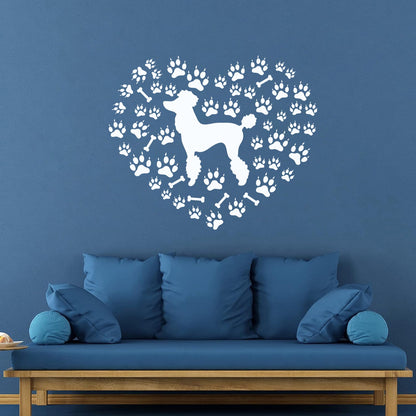 Wall Stickers Paster Paper Poodle Dog Paw Prints Patterns Heart Symbol Wall Beautification