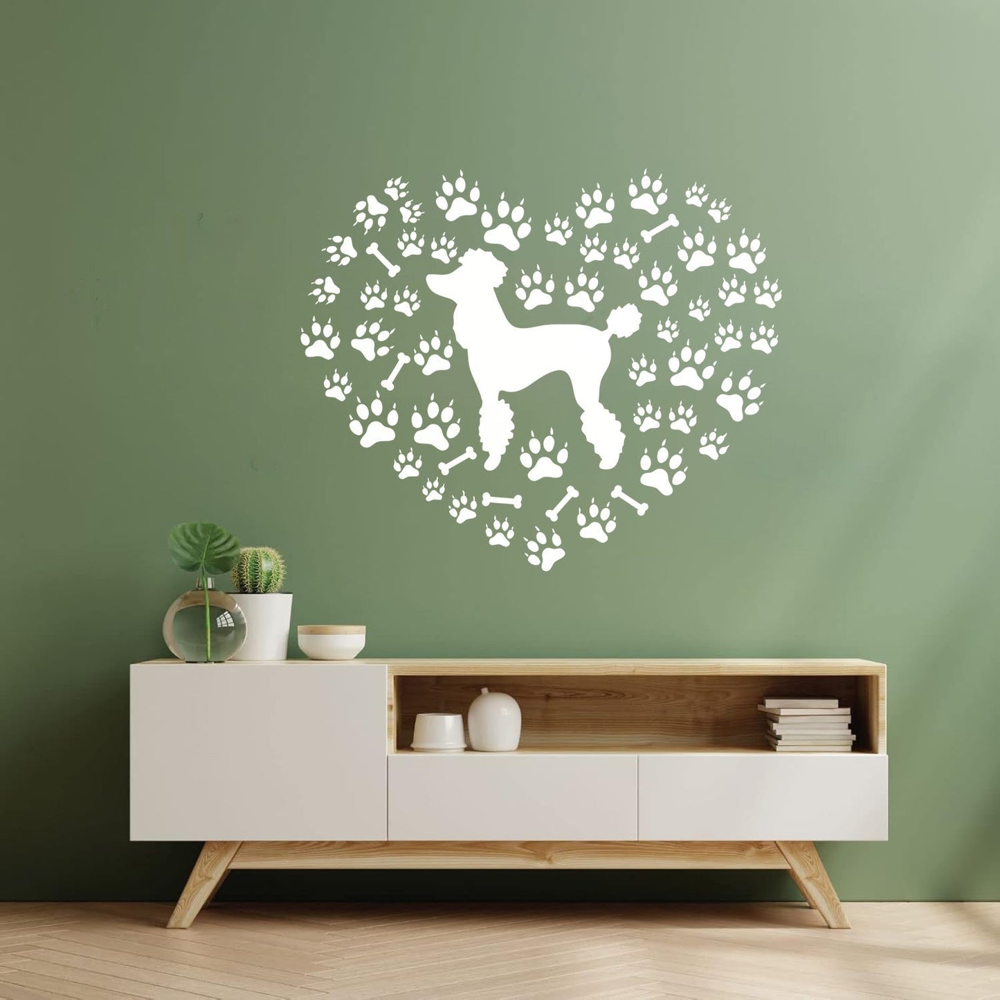 Wall Stickers Paster Paper Poodle Dog Paw Prints Patterns Heart Symbol Wall Beautification