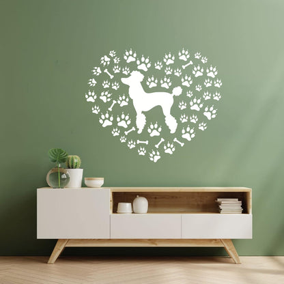 Wall Stickers Paster Paper Poodle Dog Paw Prints Patterns Heart Symbol Wall Beautification