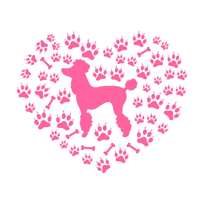 Wall Stickers Paster Paper Poodle Dog Paw Prints Patterns Heart Symbol Wall Beautification