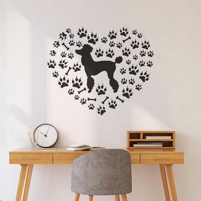 Wall Stickers Paster Paper Poodle Dog Paw Prints Patterns Heart Symbol Wall Beautification