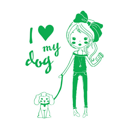 Wall Vinyl Sticker Decor Pretty Teen Girl With Dog Car Body Decoration