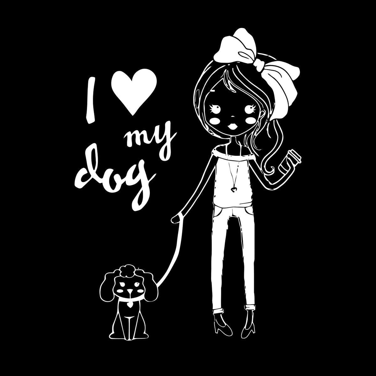 Wall Vinyl Sticker Decor Pretty Teen Girl With Dog Car Body Decoration