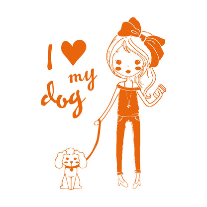 Wall Vinyl Sticker Decor Pretty Teen Girl With Dog Car Body Decoration