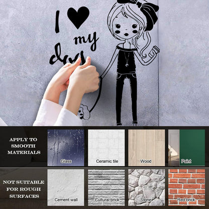 Wall Vinyl Sticker Decor Pretty Teen Girl With Dog Car Body Decoration