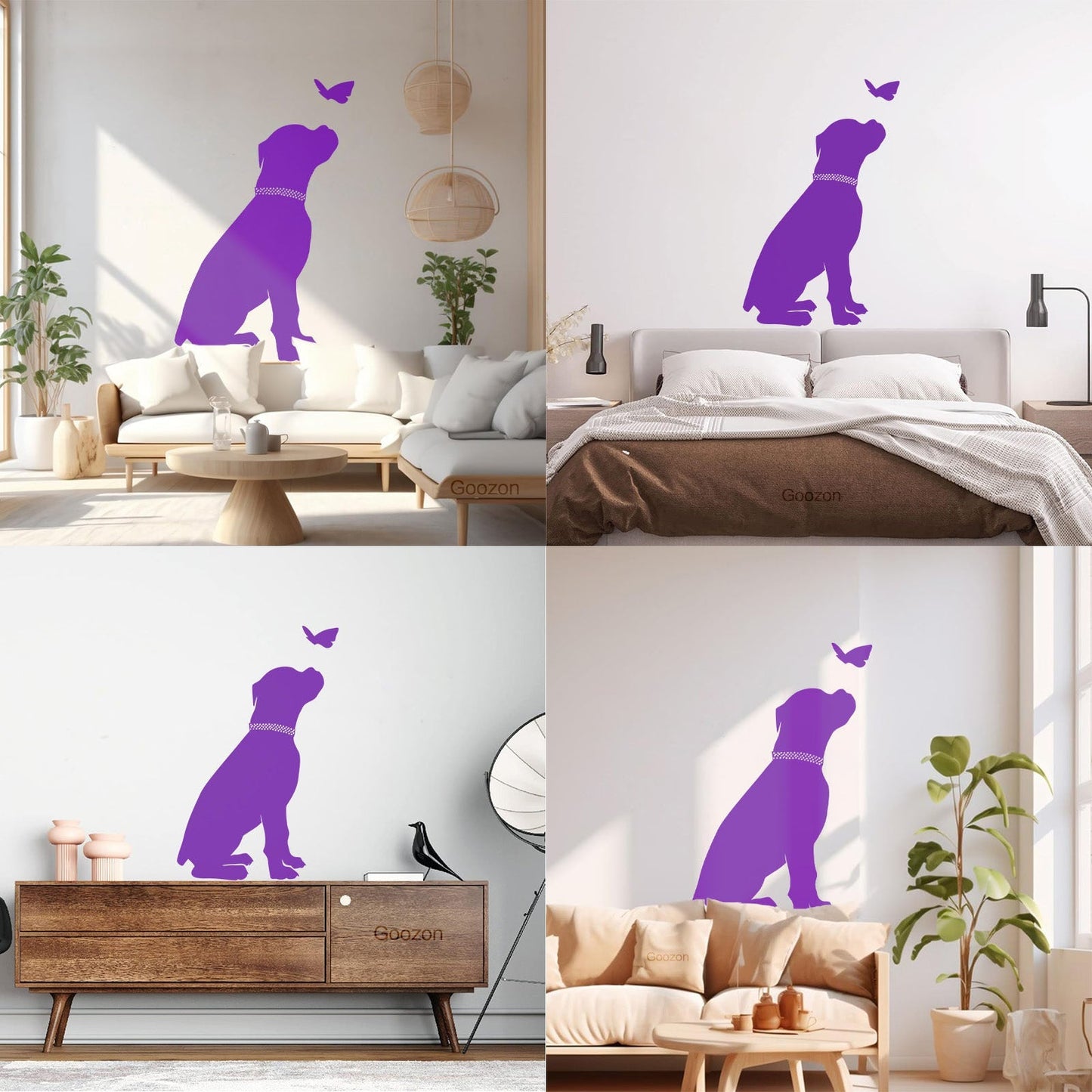 Fine Carving Decals Silhouette Dog And Butterfly Labrador Nursery Store Decoration