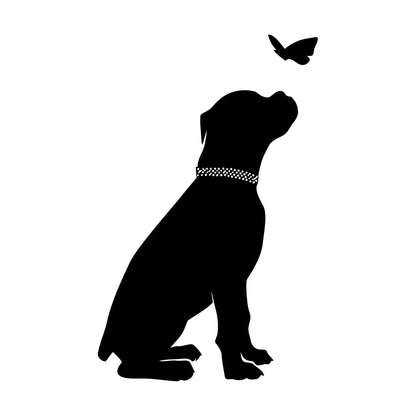 Fine Carving Decals Silhouette Dog And Butterfly Labrador Nursery Store Decoration