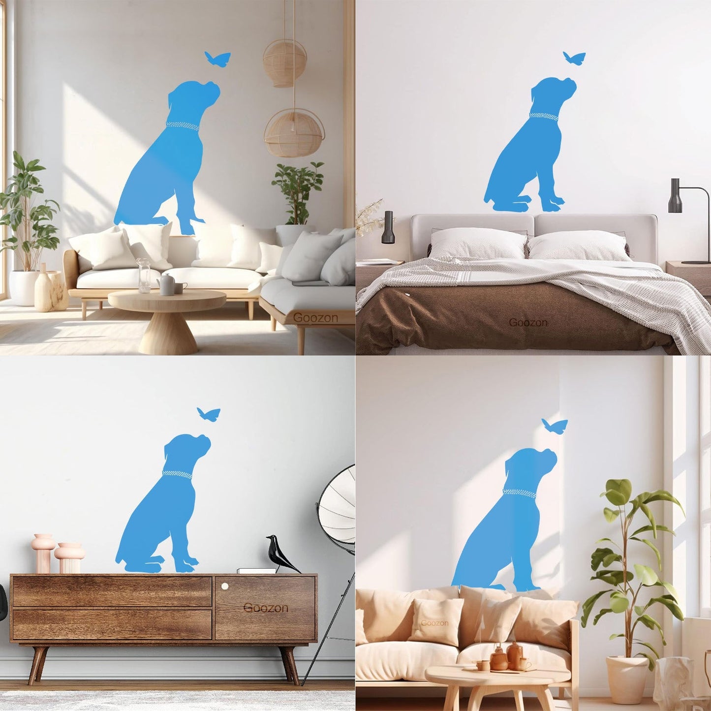 Fine Carving Decals Silhouette Dog And Butterfly Labrador Nursery Store Decoration