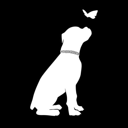 Fine Carving Decals Silhouette Dog And Butterfly Labrador Nursery Store Decoration